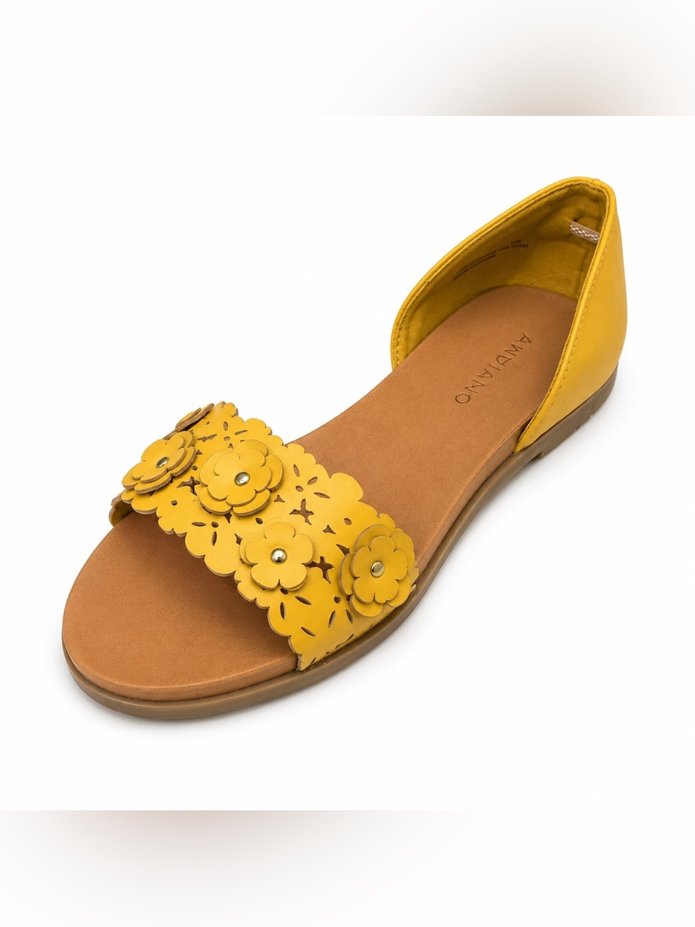 Yellow Floral Cutout Slide Sandals